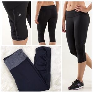 Lululemon Run for Your Life Crops Black/Grey Size 4
